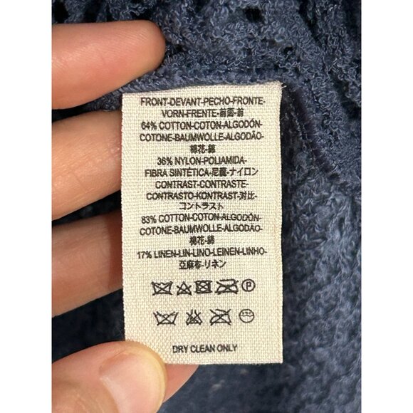 Free People Blue Open Knit Sweater With Cowl Neck Long Sleeves Sz L Boho Beachy - Picture 6 of 9